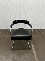 3 Vintage buisframe leunstoelen, leren bekleding, Ophalen, Drie, Zwart, Buisfreame