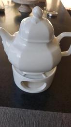 Theepot met warmhoudplaatje van porselein, Huis en Inrichting, Keuken | Potten en Pannen, Ophalen, Gebruikt, Overige materialen