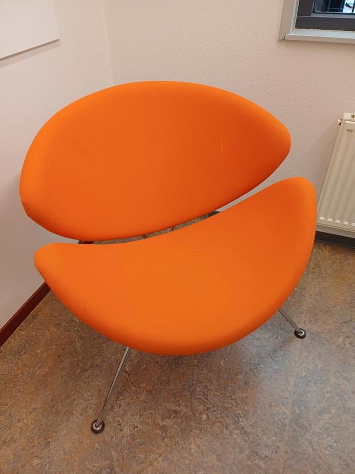 Oranje Slice Stoel - Hoog model 3 stuks, Huis en Inrichting, Stoelen, Gebruikt, Eén, Metaal, Stof, Overige kleuren, Ophalen