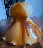 Prachtige vintage glazen lampenkap jaren 70, Bruin, Rond, Ophalen of Verzenden, Zo goed als nieuw