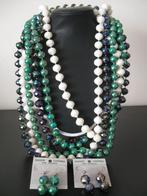 VINTAGE drie glanzende kettingen met oorbellen goede staat, Ophalen of Verzenden, Zo goed als nieuw, Zilver, Overige materialen