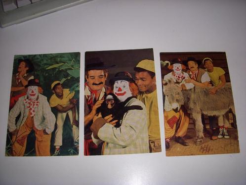 3 Oude kaarten Pipo De Clown, Felicio en Mik jaren 60, Verzamelen, Film en Tv, Gebruikt, Tv, Foto of Kaart, Ophalen of Verzenden