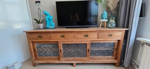 Mooi teakhouten dressoir, Huis en Inrichting, Kasten | Dressoirs, Zo goed als nieuw, 200 cm of meer, 50 tot 75 cm, Ophalen