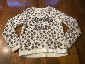 H&m fleece trui wit beige met panter print maat 158-164! beschikbaar voor biedingen