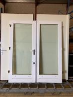 Hardhouten buitendeuren  177.6 br x 211.2 hoog + thermopane, Ophalen, Gebruikt, 80 tot 100 cm, Buitendeur