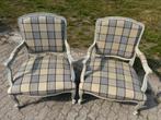 Twee vintage fauteuils – Louis XV stijl – geruit bekleed, Huis en Inrichting, Ophalen, Zo goed als nieuw, 75 tot 100 cm, 50 tot 75 cm