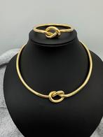 18 kt. geelgouden design collier en armband, Sieraden, Tassen en Uiterlijk, Kettingen, Ophalen of Verzenden, Zo goed als nieuw