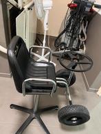 Kinder kappersstoel met stuur en krukje bijna gratis, Ophalen, Kunststof, Gebruikt, Zwart