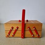 Vintage naaidoos hout naaikist handgemaakt, Ophalen of Verzenden