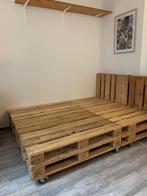 Pallet bed 160x200, Huis en Inrichting, Slaapkamer | Bedden, Ophalen, Tweepersoons, Zo goed als nieuw, 200 cm