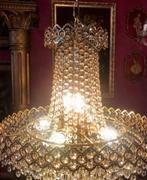 Kristallen kroonluchter - zakkroonluchter klassiek goud, Huis en Inrichting, Lampen | Kroonluchters, Ophalen of Verzenden, Gebruikt