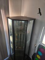 Zwarte hoek Vitrinekast met Spiegels & Verlichting, Huis en Inrichting, Kasten | Vitrinekasten, Met deur(en), Glas, Zo goed als nieuw