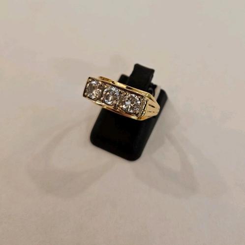Vintage 14 karaats gouden rijring geelgoud bewerkt, Sieraden, Tassen en Uiterlijk, Ringen, Zo goed als nieuw, Dame, 17 tot 18