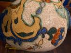 Antiek grote Plateel Keramische Vaas met Bloemenmotief, Antiek en Kunst, Ophalen of Verzenden