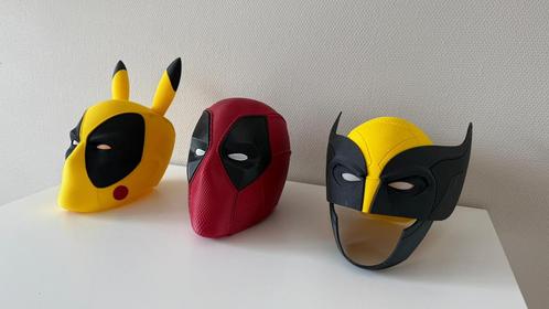 Unieke 3D-geprinte Maskers - Deadpool, Wolverine & Pikapool, Hobby en Vrije tijd, Kostuums, Theaterbenodigdheden en LARP, Ophalen of Verzenden