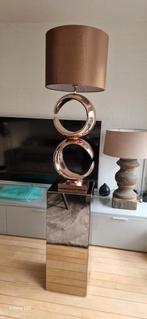 Eric Kuster style !Rosé spiegel pilaar met grote lamp, Ophalen of Verzenden, Zo goed als nieuw, Glas, Modern