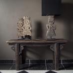 Houten statue ornament baluster wielas lamp authentiek sober, Huis en Inrichting, Lampen | Tafellampen, Ophalen of Verzenden, Nieuw