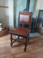 6 antieke eetkamerstoelen met leer, Antiek en Kunst, Ophalen