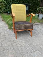 Fauteuil jaren 50-60 geel bruin vintage retro midcentury 125, Hout, Gebruikt, Minder dan 75 cm, Ophalen of Verzenden