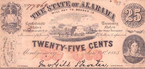THE STATE of ALABAMA 1863, Postzegels en Munten, Bankbiljetten | Nederland, 100 gulden, Verzenden