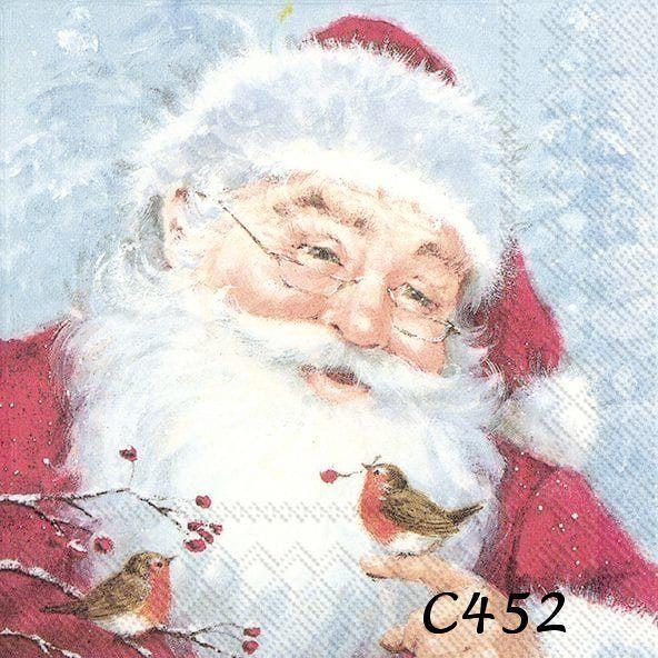 Servetten decoupage/b. journal – kerstman + roodborst C452, Hobby en Vrije tijd, Knutselen, Nieuw, Materiaal, Verzenden