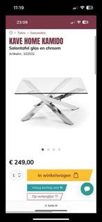 Kamido salontafel glas met chrome poten, Huis en Inrichting, Tafels | Salontafels, Minder dan 50 cm, Rechthoekig, 50 tot 100 cm