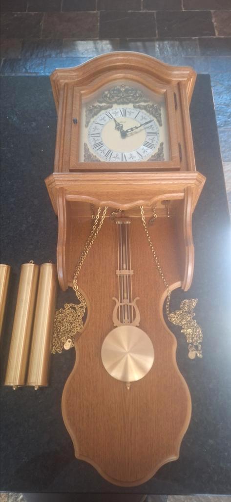 Eikenhouten klok met gong, incl.gewichten, Antiek en Kunst, Antiek | Klokken, Ophalen of Verzenden