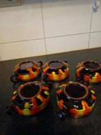 Retro soepkommen met felle druip glazuren, Ophalen of Verzenden