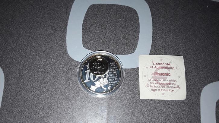 Munt Lithuania Copper-Nickel(Silver-Plated) Met Certificaat., Postzegels en Munten, Munten en Bankbiljetten | Verzamelingen, Munten