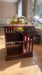 Retro houten bijzettafel, Huis en Inrichting, Tafels | Bijzettafels, Minder dan 55 cm, Gebruikt, Vierkant, Hout