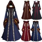 Lange victoriaanse veter jurk blauwe zwarte rode gothic, Verzenden, Nieuw, Historisch, Kleding