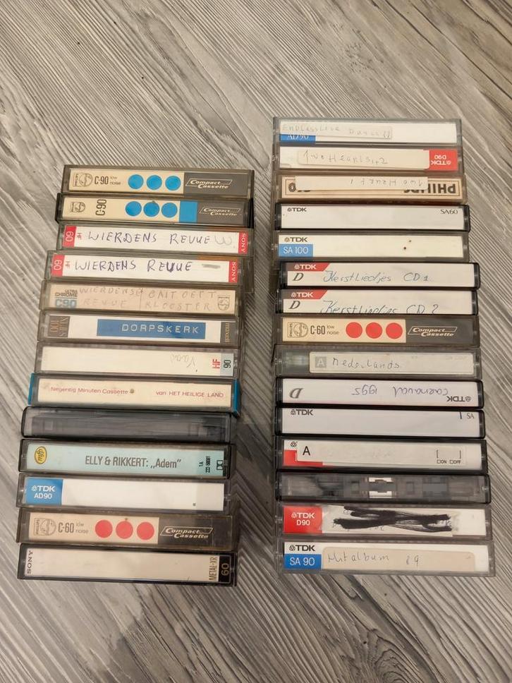 Vintage Cassettebandjes Collectie 27 stuks, Cd's en Dvd's, Cassettebandjes, Gebruikt, Voorbespeeld, Nederlandstalig, 26 bandjes of meer