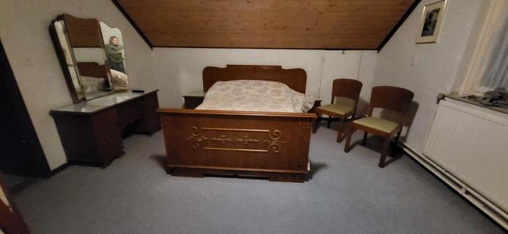Jaren 50 bed nachtkastjes Kaptafel met spiegel, Antiek en Kunst, Antiek | Meubels | Bedden, Ophalen of Verzenden
