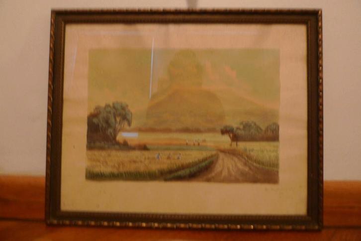 Aquarel: De Tangkoeban Prahoe bij Bandoeng. Jaren 30., Antiek en Kunst, Kunst | Schilderijen | Klassiek, Ophalen of Verzenden