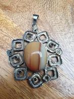 Prachtige grote zilveren hanger met natuursteen, Antiek en Kunst, Antiek | Goud en Zilver, Ophalen of Verzenden
