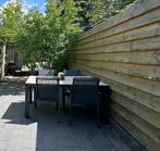 Tuintafel met 4 stoelen van teakhout en aluminium, Tuin en Terras, Tuinsets en Loungesets, Ophalen, 4 zitplaatsen, Gebruikt, Teakhout