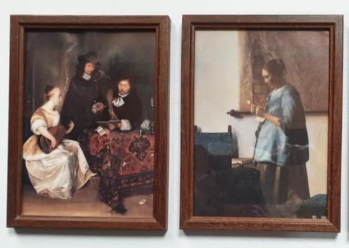Twee Schilderijtjes - Oude Meesters - Grafiekjes in Lijst, Antiek en Kunst, Kunst | Schilderijen | Klassiek, Ophalen of Verzenden