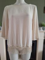 Senso beige crème franje top shirt NL 38 gratis verz M, Kleding | Dames, Tops, Maat 38/40 (M), Verzenden, Beige, Zo goed als nieuw