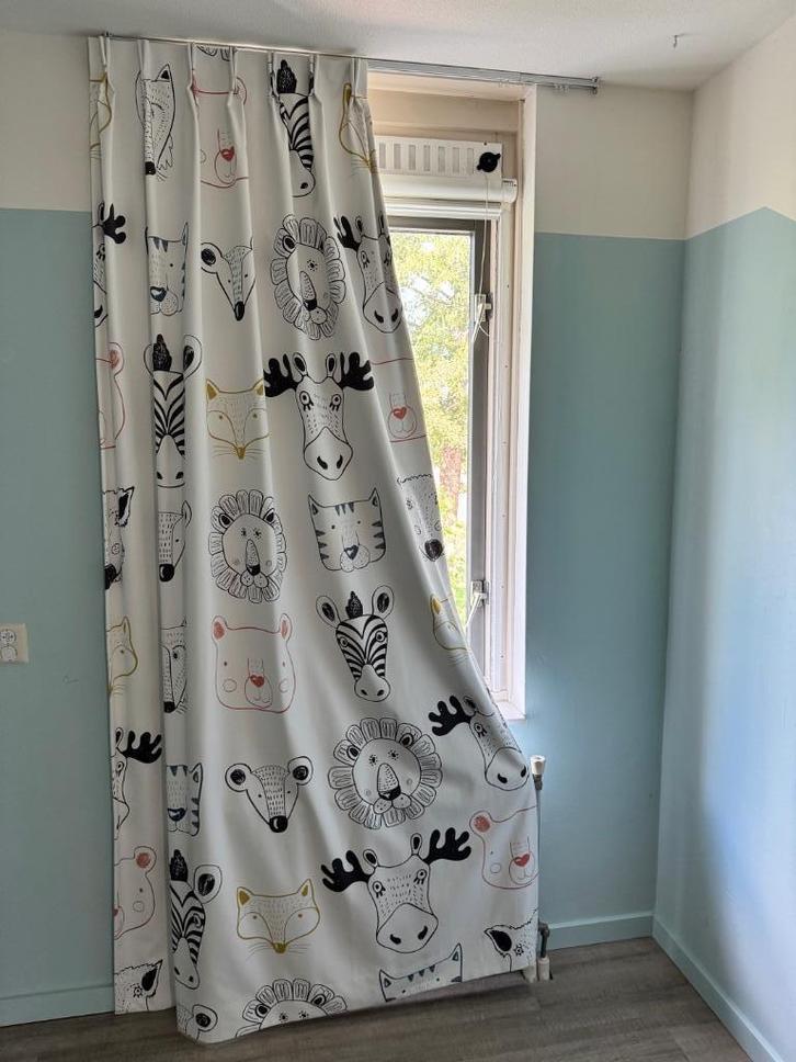 Verduisterende gordijnen kinderkamer dierenprint 2 delen, Huis en Inrichting, Stoffering | Gordijnen en Lamellen, 200 cm of meer