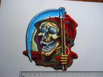 sticker oud SKULL DOODSHOOFD strip Introduct retro plastic, Verzamelen, Stickers, Verzenden, Zo goed als nieuw, Bedrijf of Vereniging