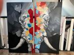 Abstract Olifant Schilderij - Tweeluik, Antiek en Kunst, Ophalen