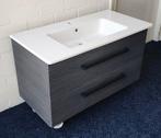 Badmeubel 90 cm bruin/grijs oak met 2 soft close lades NIEUW, Ophalen, Nieuw, 50 tot 100 cm, Minder dan 100 cm