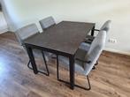 Eettafel; keramiek, antraciet, 140x90 cm, Huis en Inrichting, Tafels | Eettafels, Ophalen, 100 tot 150 cm, 50 tot 100 cm, Zo goed als nieuw