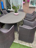 Luxe bruine 8 persoons tuinset +kussens 120x240x76, Tuin en Terras, Tuinsets en Loungesets, Ophalen, Wicker, Tuinset, Eettafel