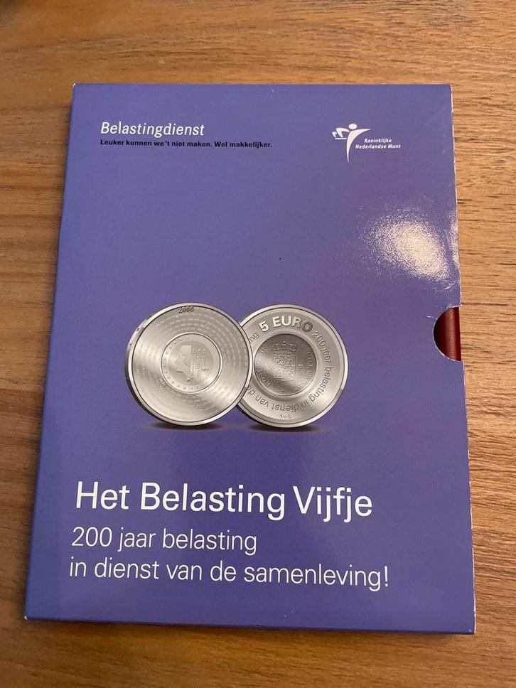 Belasting Vijfje - 200 Jaar Belastingdienst coincard zilver, Postzegels en Munten, Munten | Nederland, Setje, Euro's, Koningin Beatrix