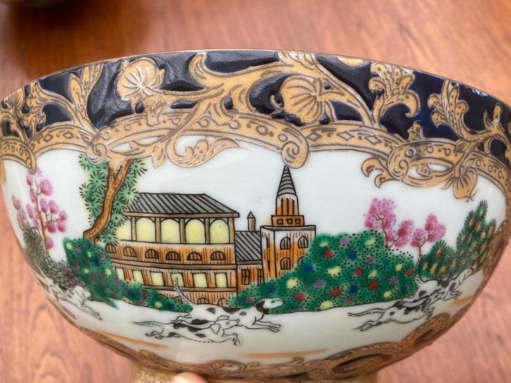 Mooie set schalen met ruiters en Dalmatiers, Antiek en Kunst, Antiek | Porselein, Ophalen of Verzenden