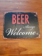 oud metalen bord welcome beer, Ophalen of Verzenden