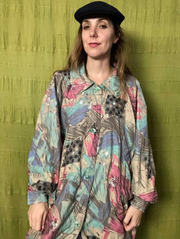 Vintage Jaren ‘80 oversized jas / parka - print - 36/S/small beschikbaar voor biedingen