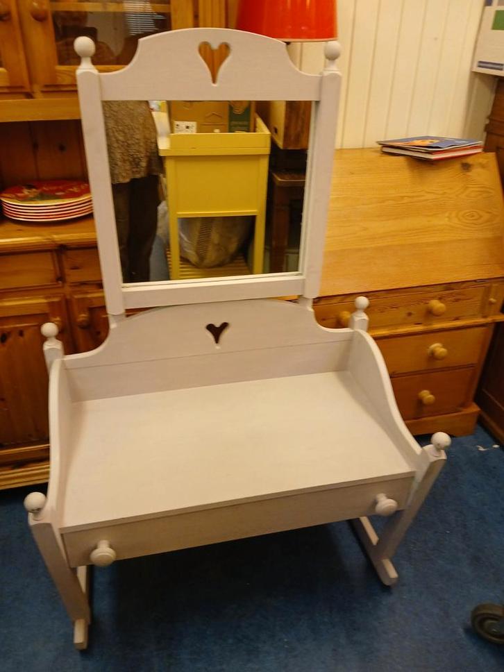 Boeren Eiken Kaptafel met Spiegel - Taupe, Huis en Inrichting, Woonaccessoires | Spiegels, Ophalen of Verzenden