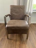Mooie lederen woonkamer stoel, Huis en Inrichting, Ophalen, Bruin, Zo goed als nieuw, Metaal